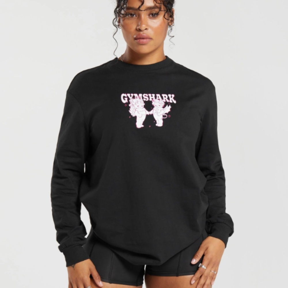 Gymshark Cherub Graphic Long Sleeve Top Black